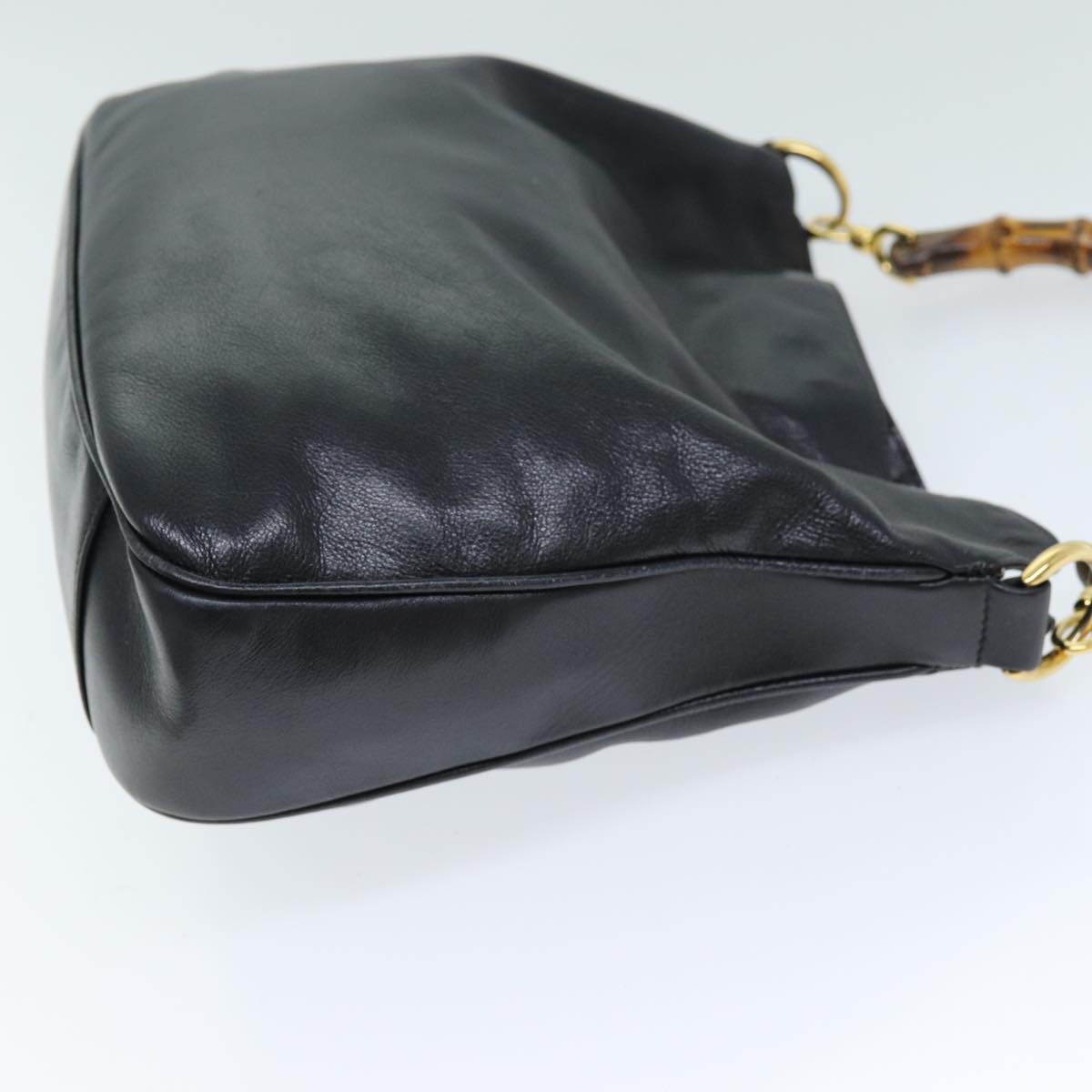 GUCCI Bamboo Hand Bag Leather 2way Black 001 1638 2615 ep4131