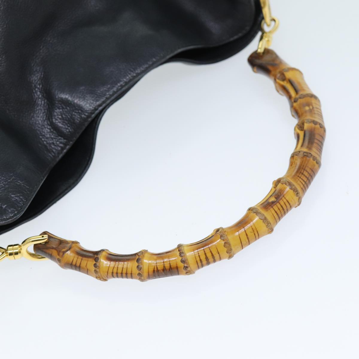 GUCCI Bamboo Hand Bag Leather 2way Black 001 1638 2615 ep4131