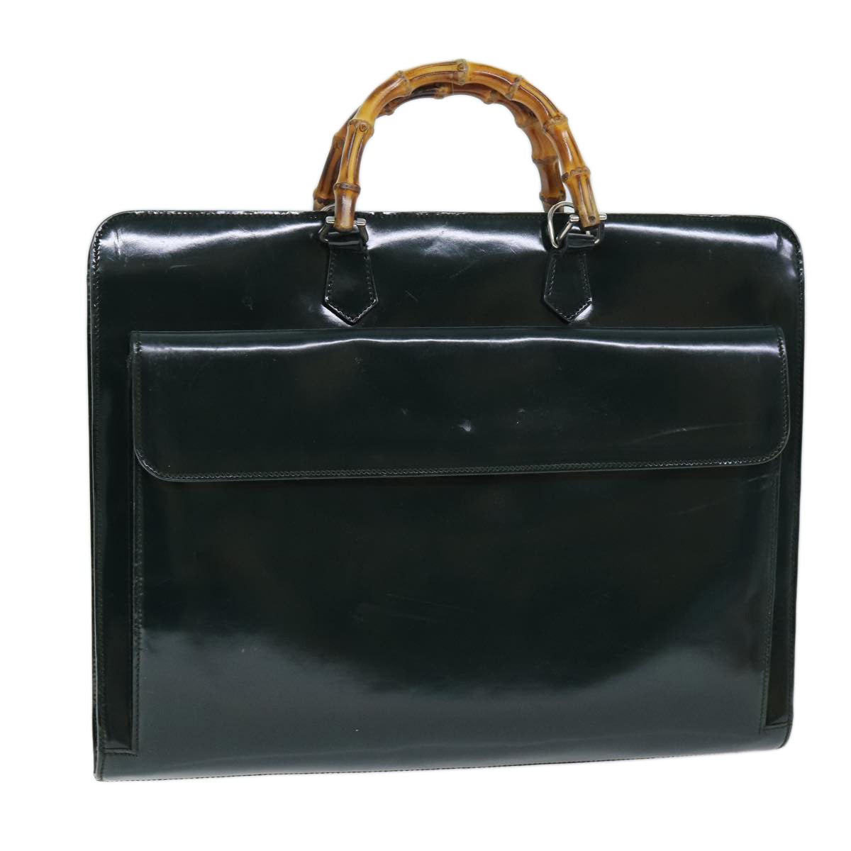 GUCCI Bamboo Hand Bag Enamel Green 015 1521 3675 ep4132