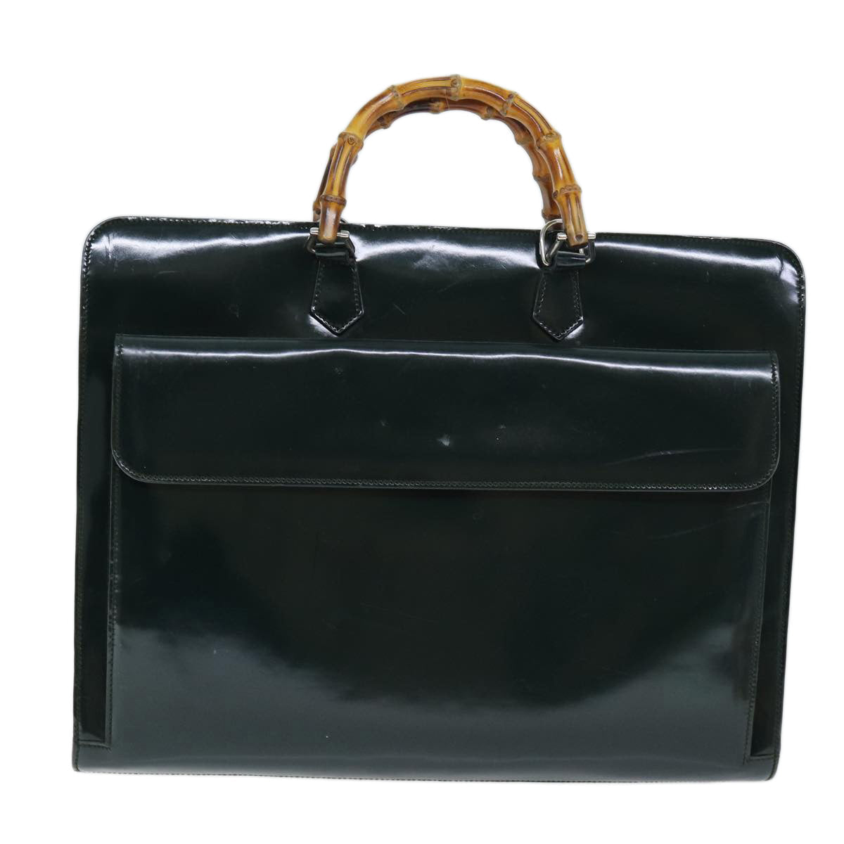 GUCCI Bamboo Hand Bag Enamel Green 015 1521 3675 ep4132