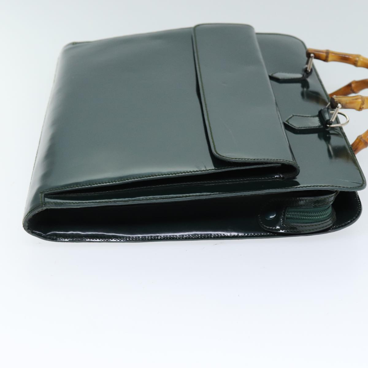 GUCCI Bamboo Hand Bag Enamel Green 015 1521 3675 ep4132