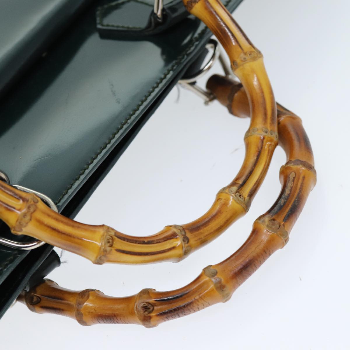 GUCCI Bamboo Hand Bag Enamel Green 015 1521 3675 ep4132