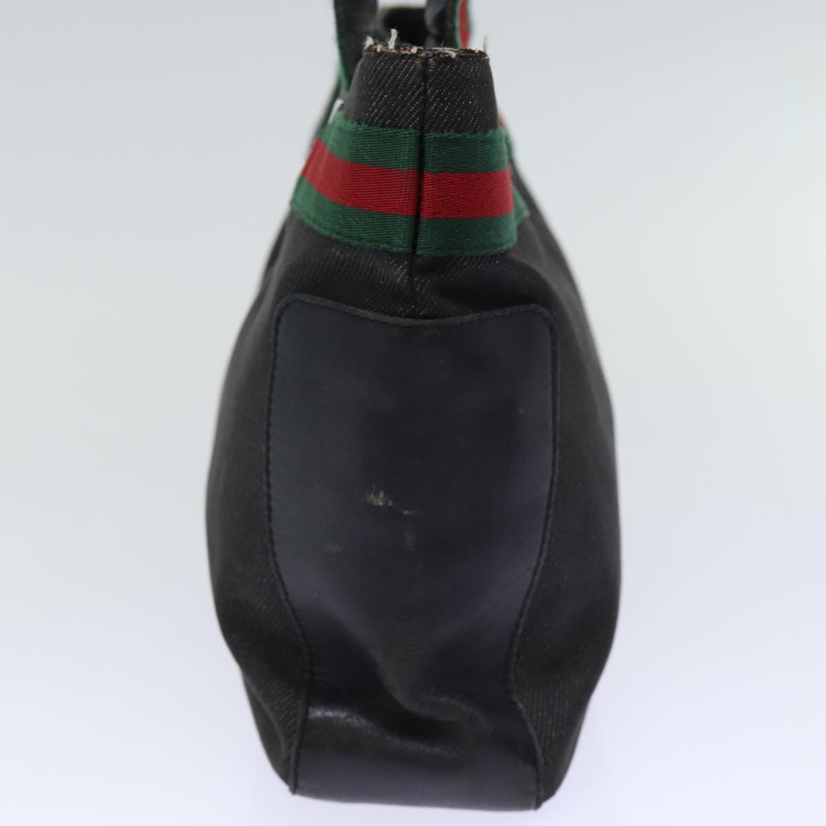 GUCCI Web Sherry Line Tote Bag Denim Black Red Green 73983 ep4159