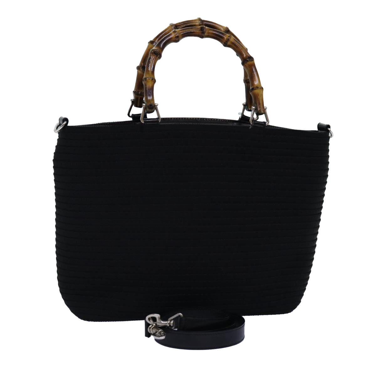 GUCCI Bamboo Hand Bag Canvas 2way Black 000 1998 0540 ep4188
