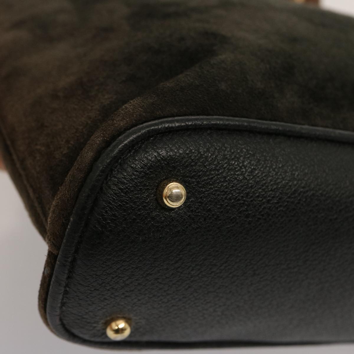GUCCI Bamboo Hand Bag Suede Khaki 000 2865 0290 ep4189