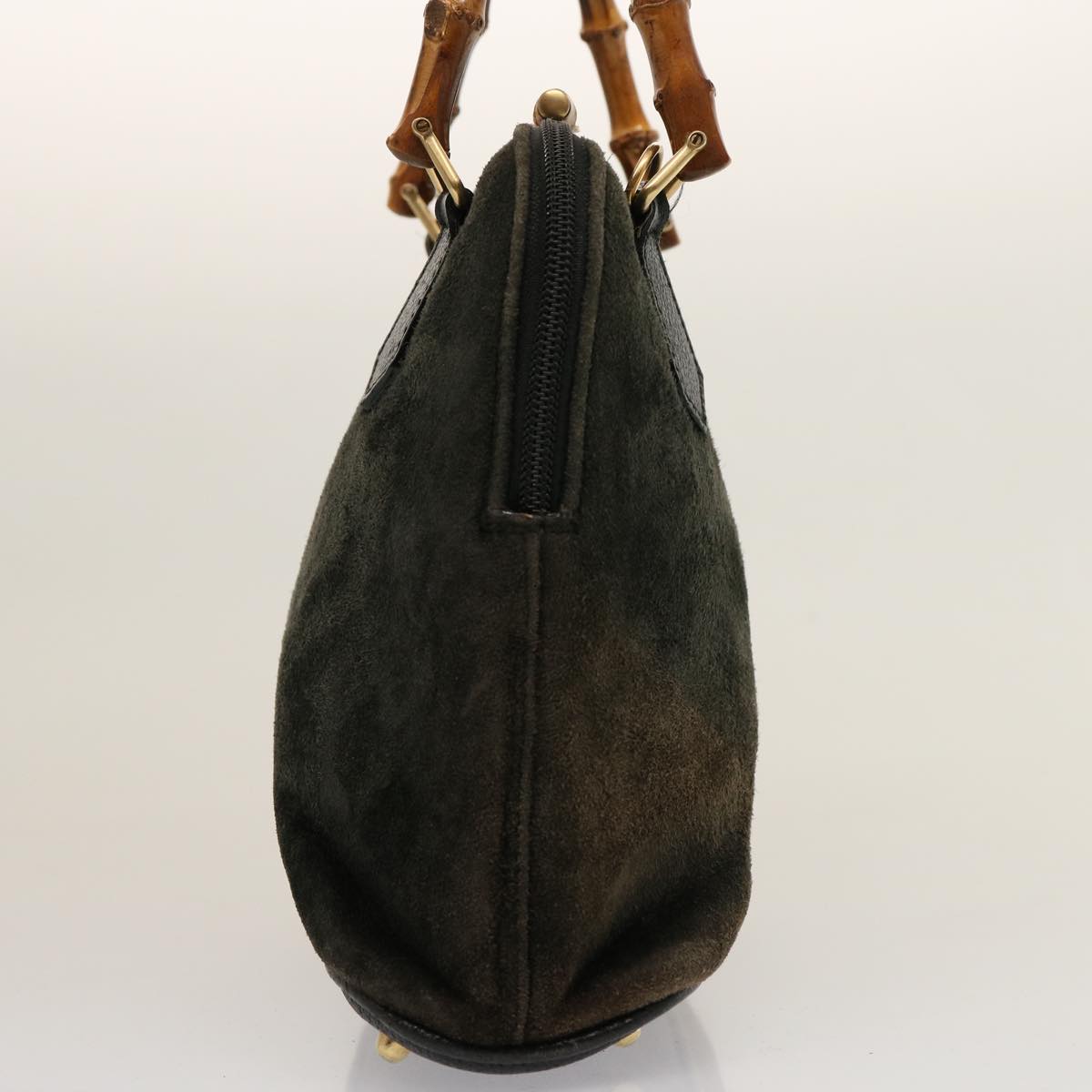 GUCCI Bamboo Hand Bag Suede Khaki 000 2865 0290 ep4189