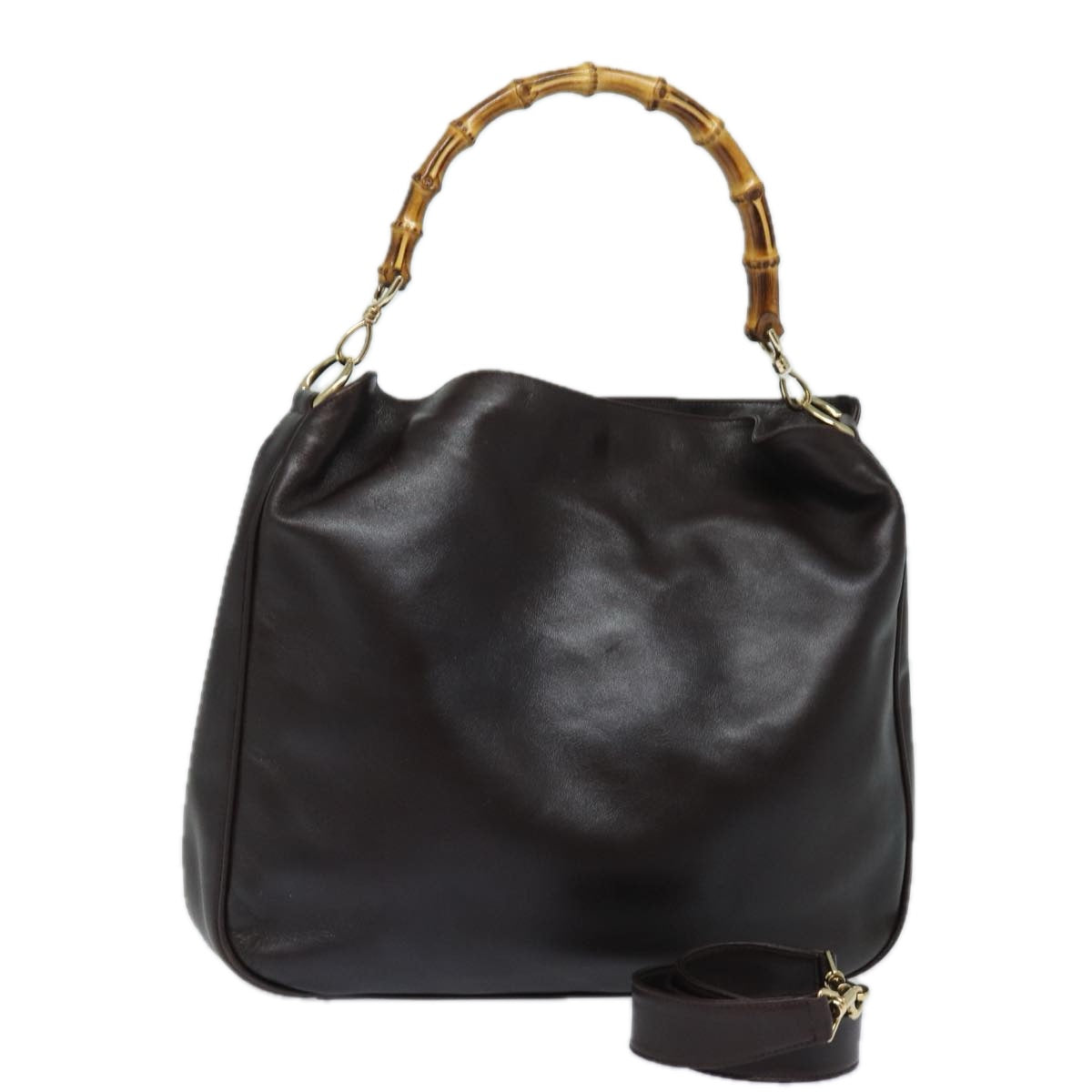 GUCCI Bamboo Hand Bag Nylon Brown 0011877 2123 ep4196