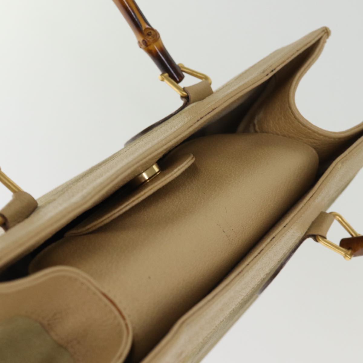 GUCCI Bamboo Hand Bag Suede Leather Beige 002 1186 0260 ep4206