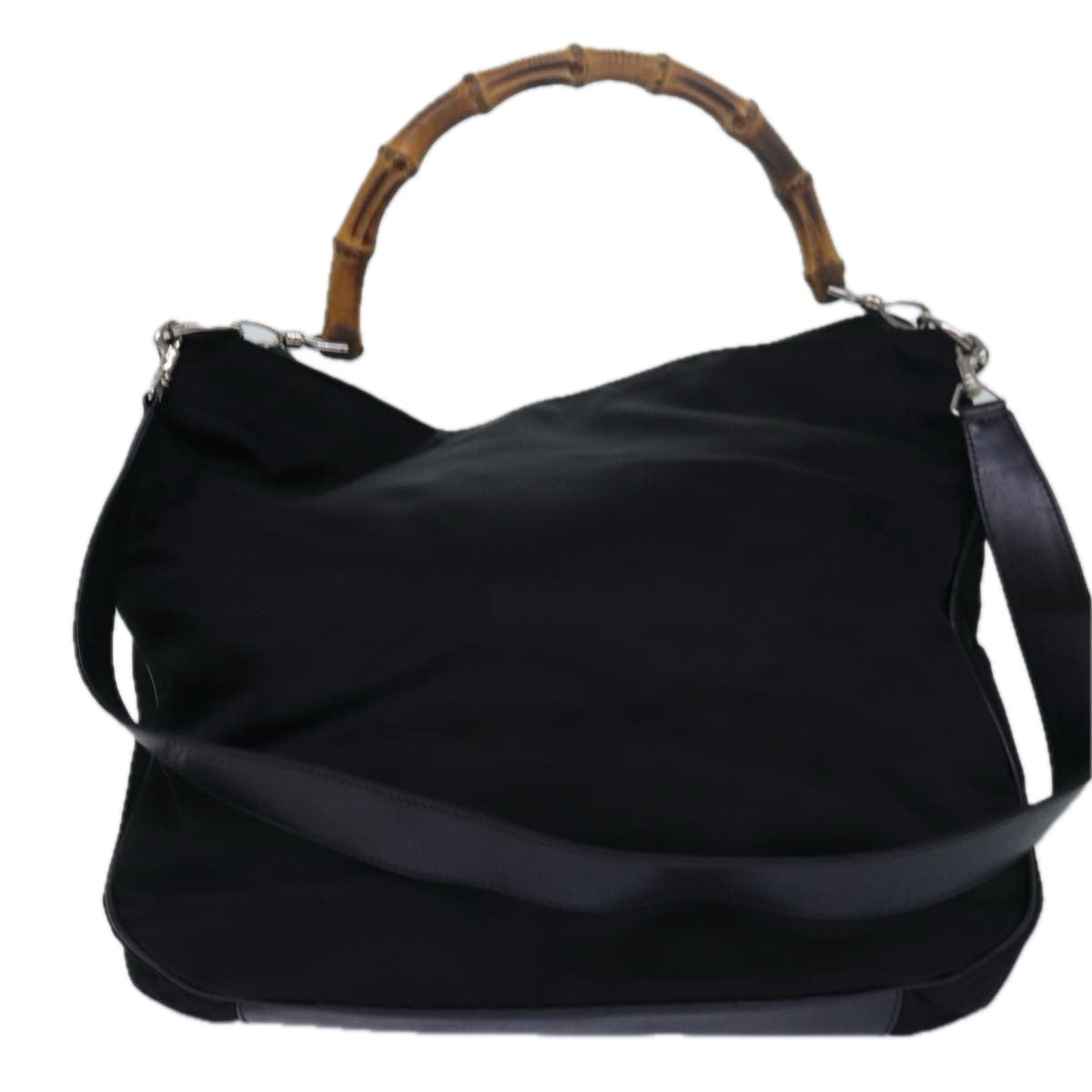 GUCCI Bamboo Hand Bag Nylon 2way Black ep4212