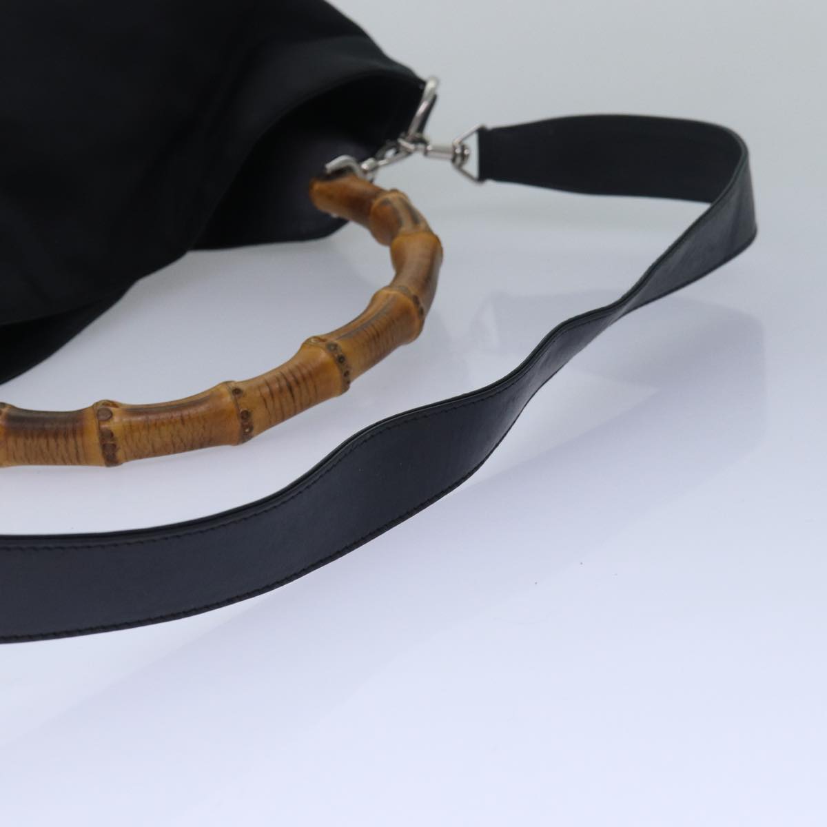 GUCCI Bamboo Hand Bag Nylon 2way Black ep4212