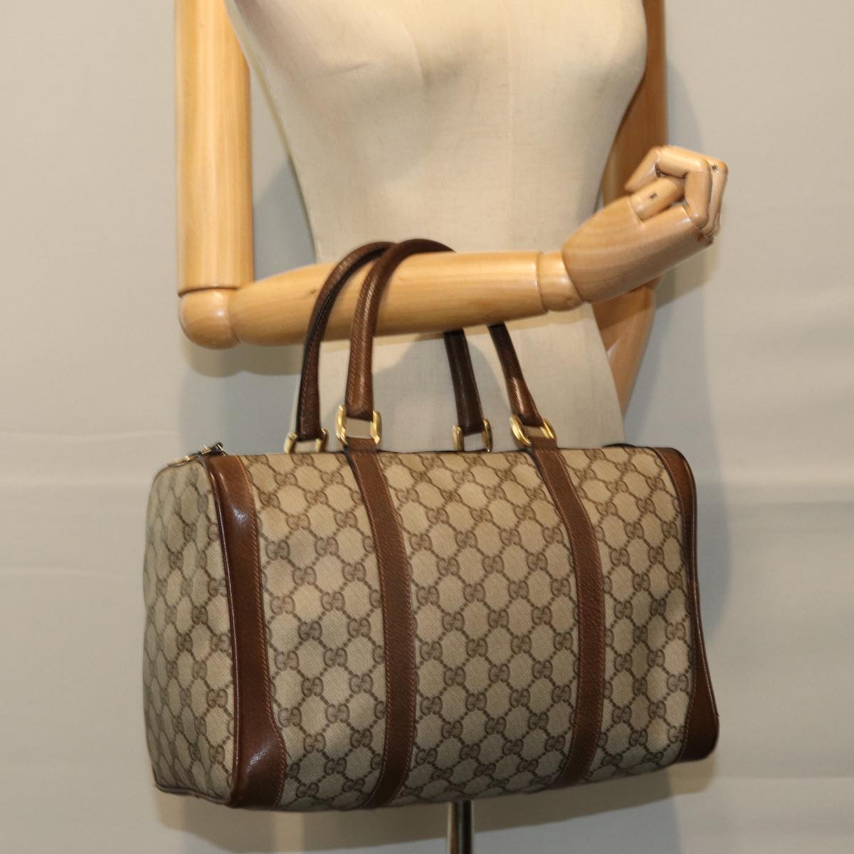 GUCCI GG Supreme Boston Bag PVC Beige ep4225