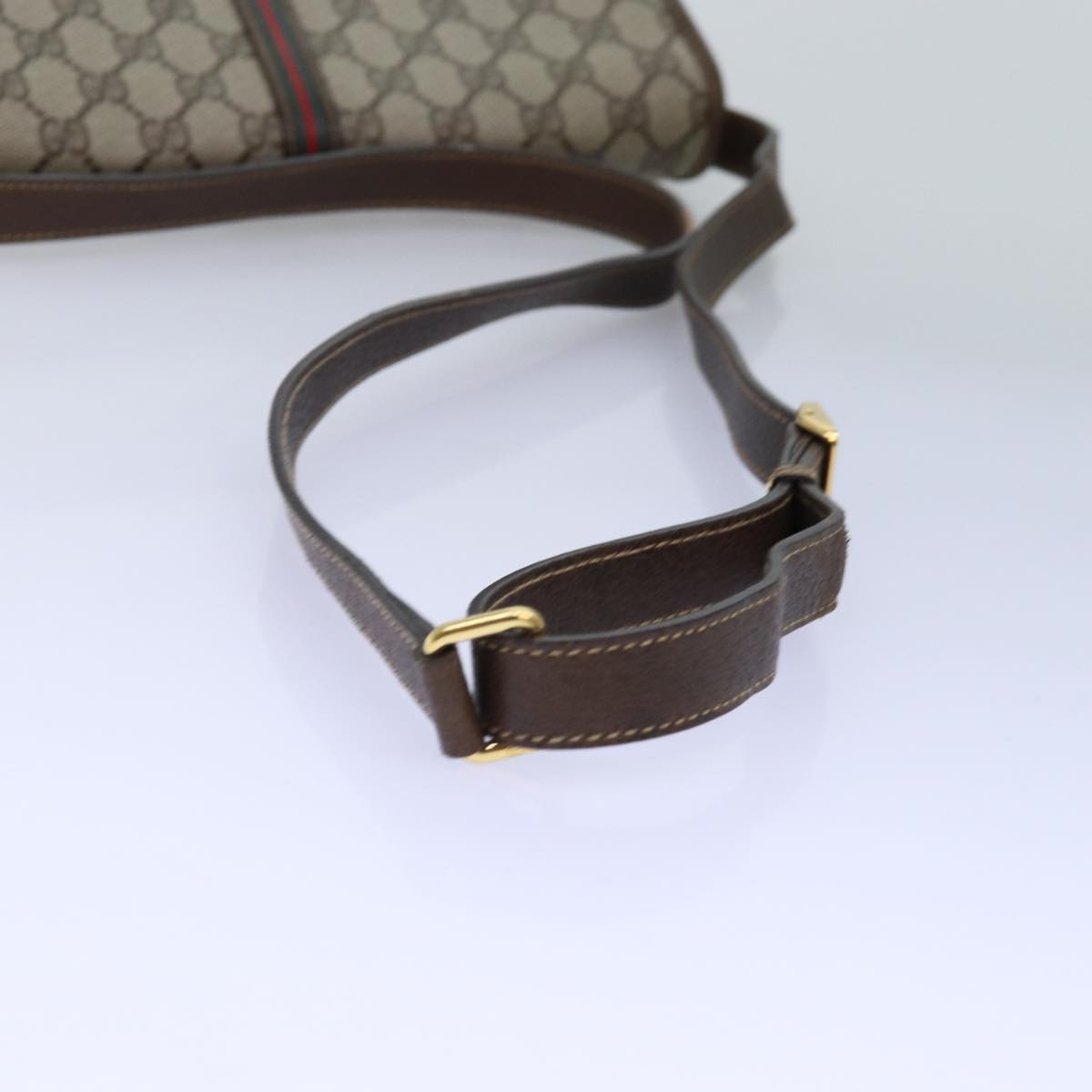 GUCCI GG Supreme Web Sherry Line Shoulder Bag PVC Leather Beige ep4229