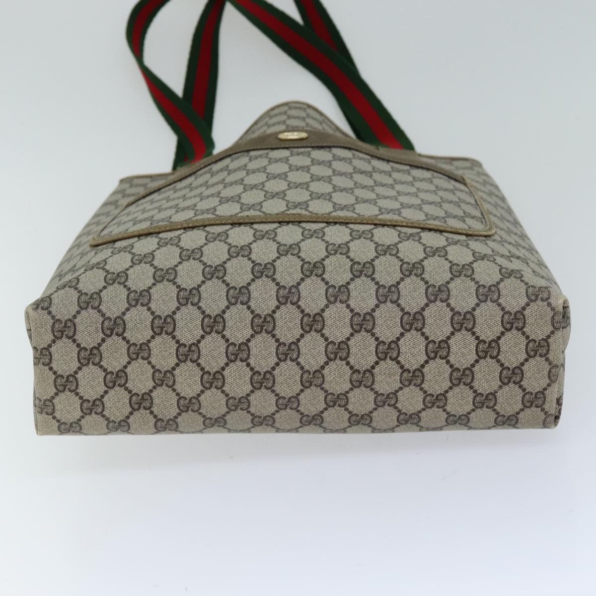 GUCCI GG Supreme Web Sherry Line Tote Bag PVC Red Beige Green ep4242