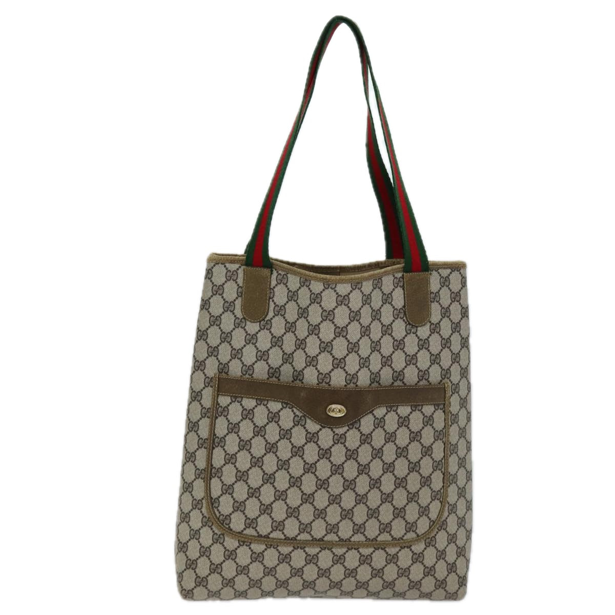 GUCCI GG Supreme Web Sherry Line Tote Bag PVC Red Beige Green ep4242