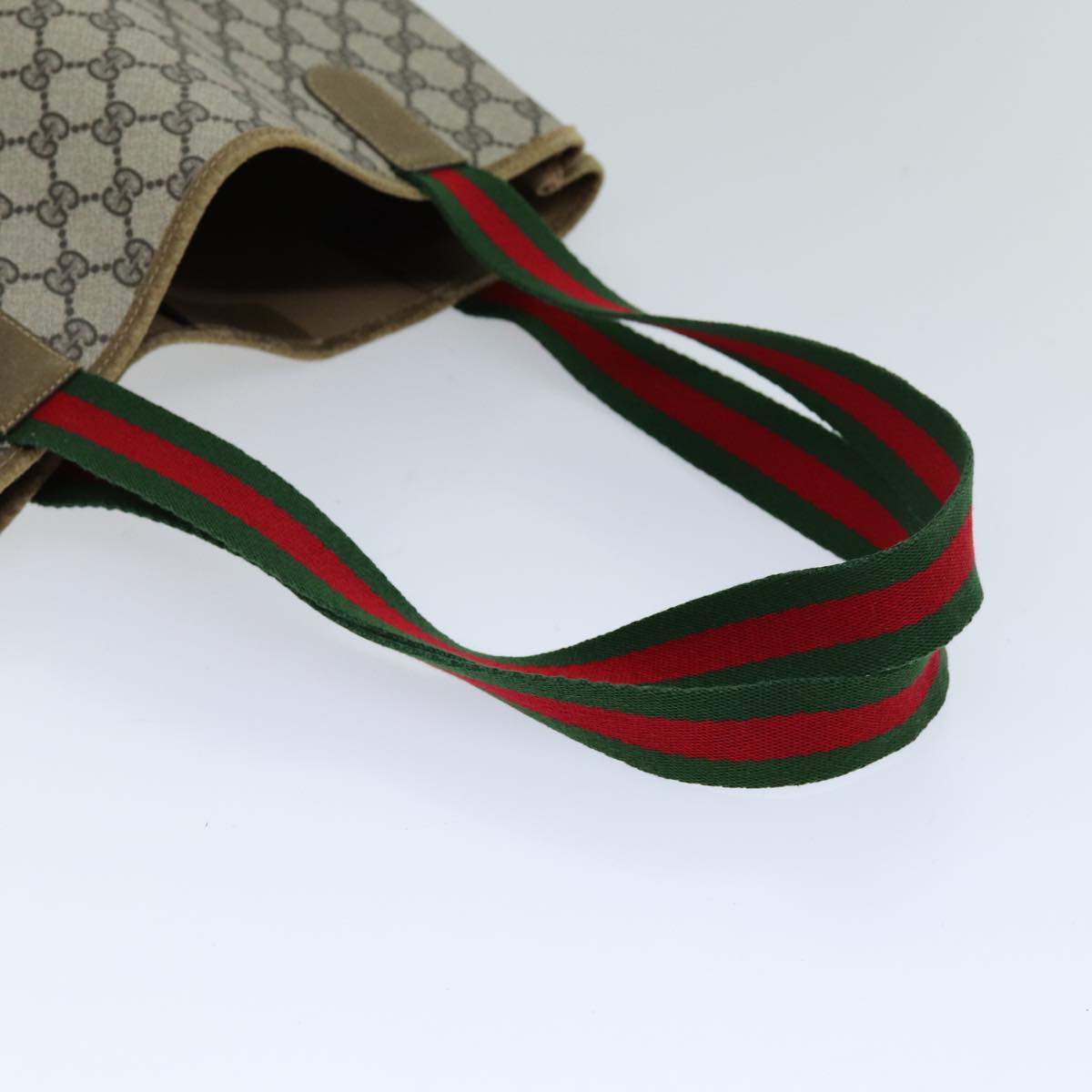 GUCCI GG Supreme Web Sherry Line Tote Bag PVC Red Beige Green ep4242