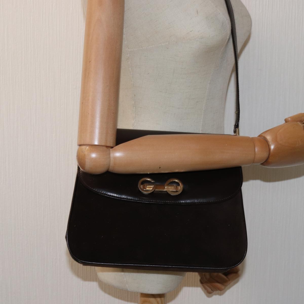 GUCCI Shoulder Bag Suede Leather Brown ep4243