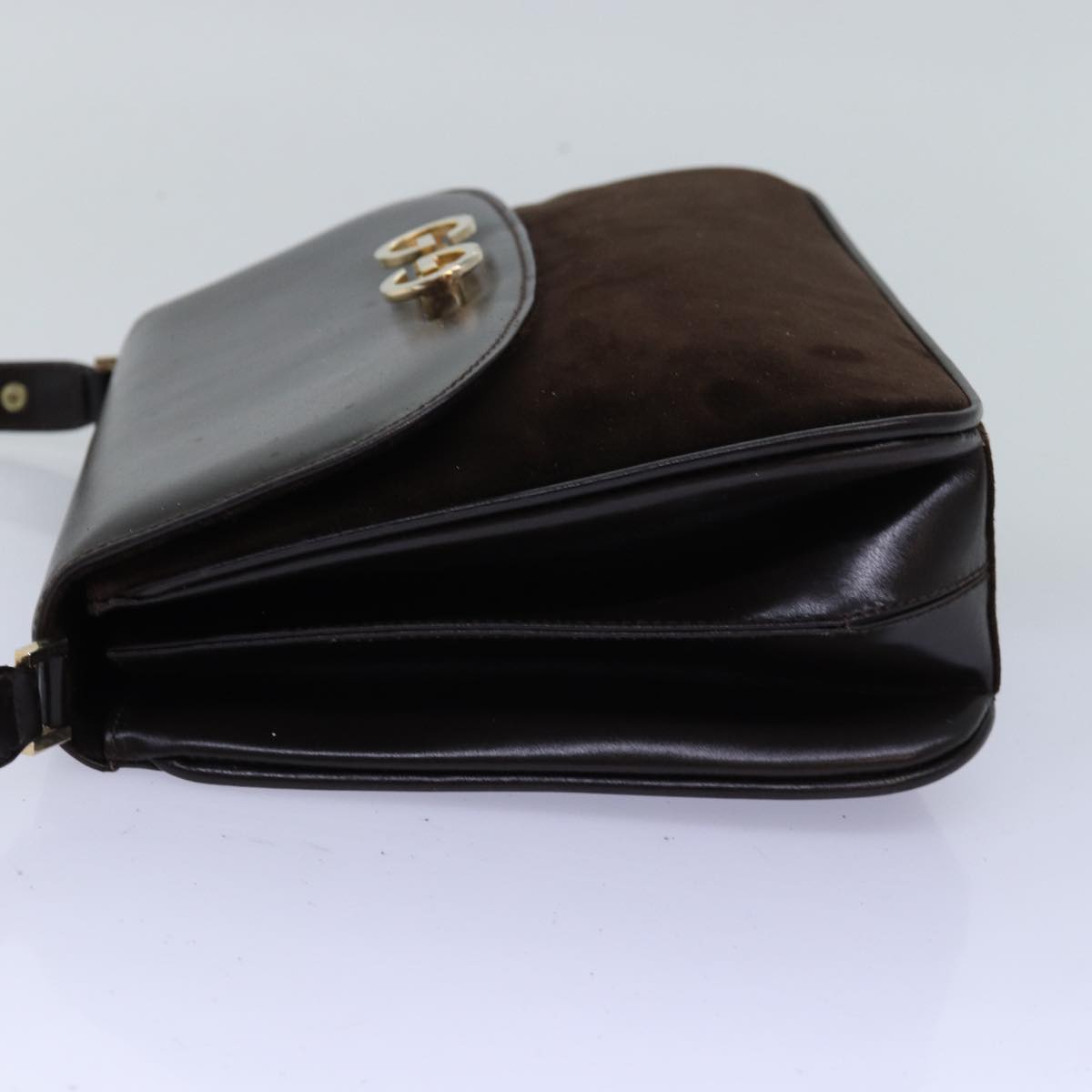 GUCCI Shoulder Bag Suede Leather Brown ep4243