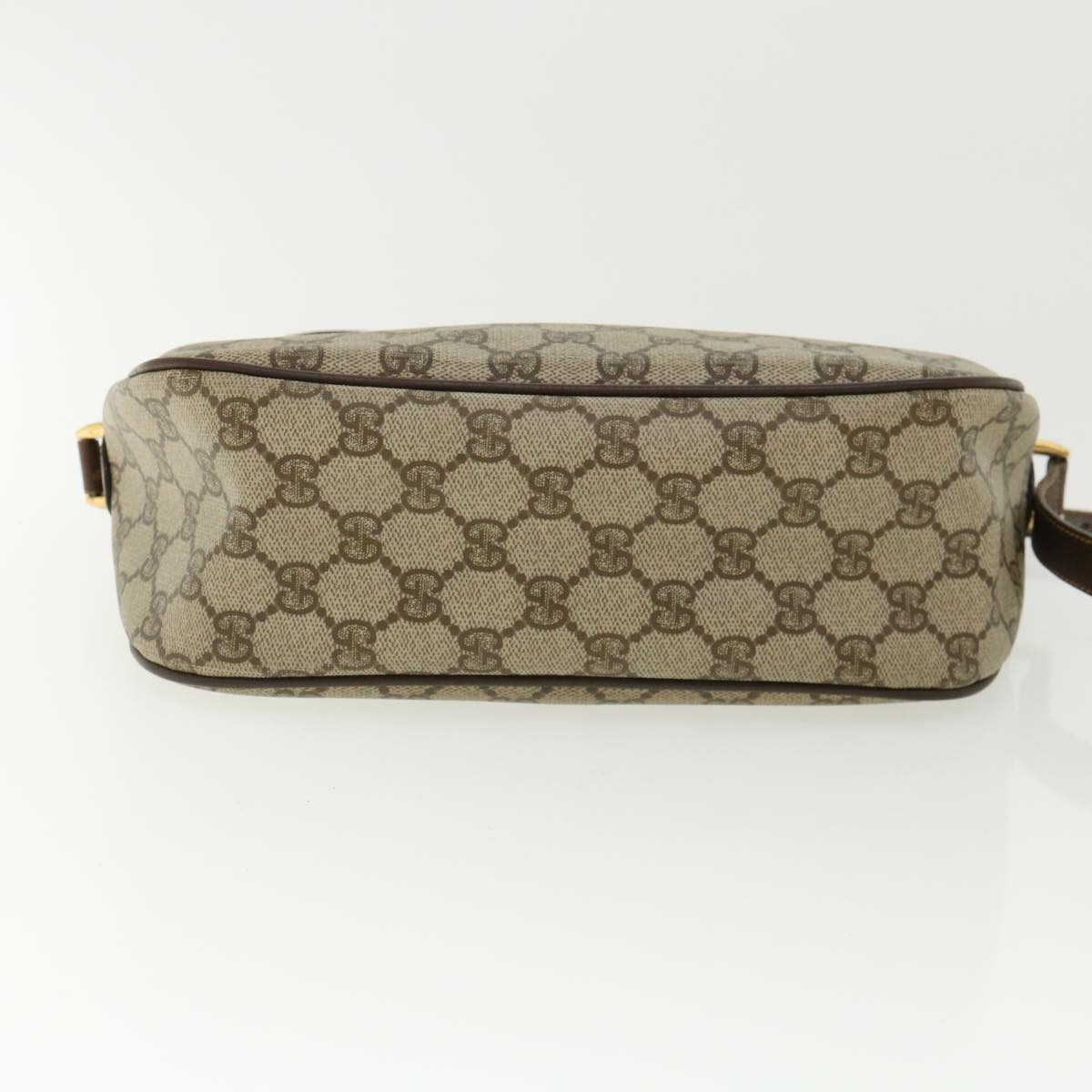 GUCCI Web Sherry Line GG Canvas Shoulder Bag PVC Leather Beige Green ep425