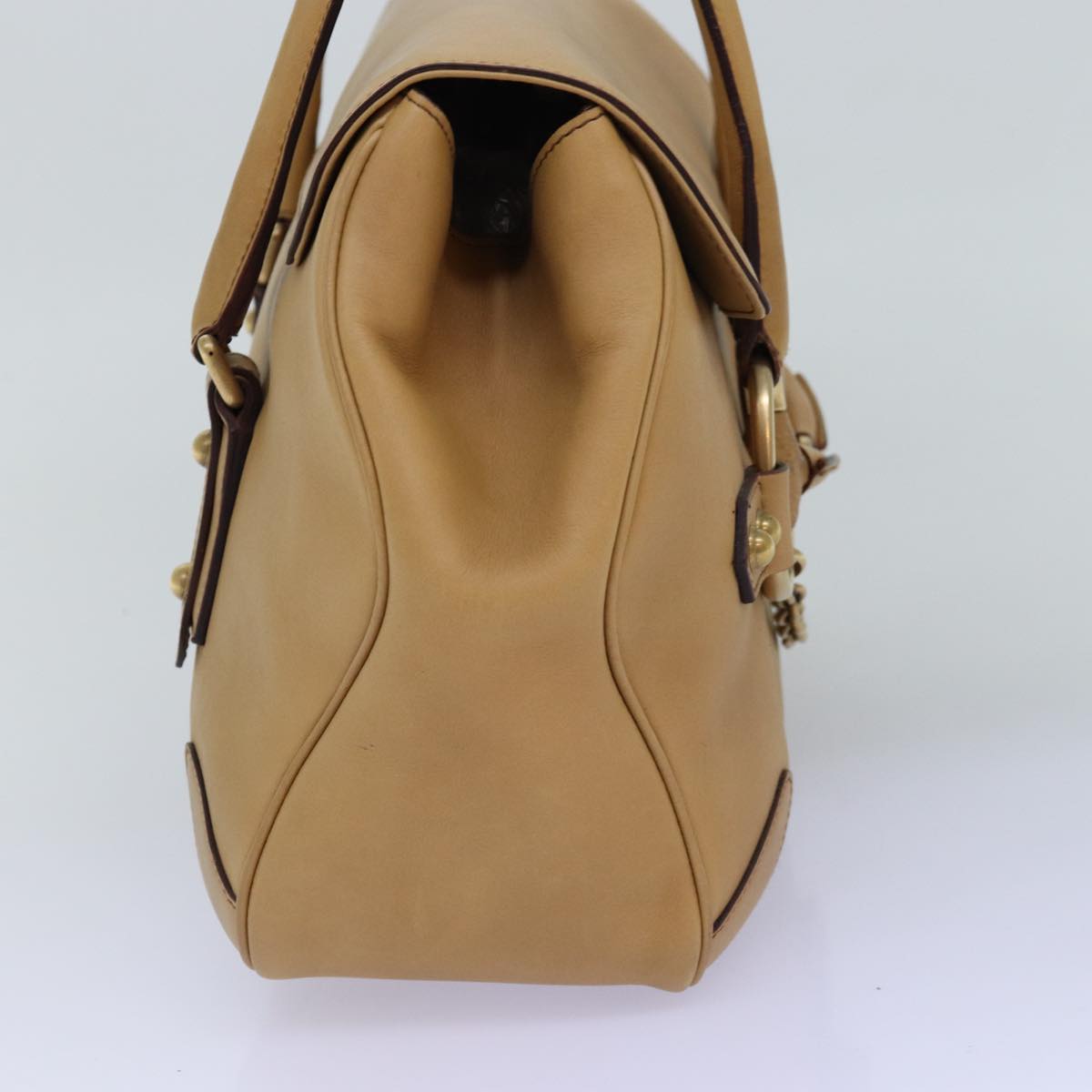 GUCCI Horsebit Shoulder Bag Leather Beige 120982 ep4250