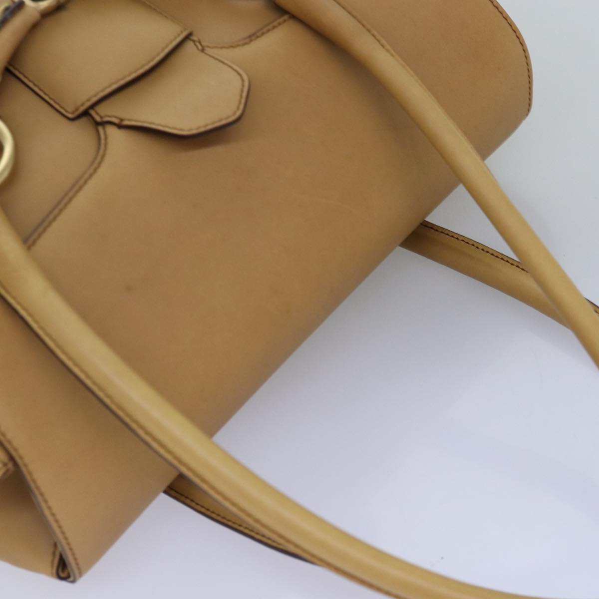 GUCCI Horsebit Shoulder Bag Leather Beige 120982 ep4250