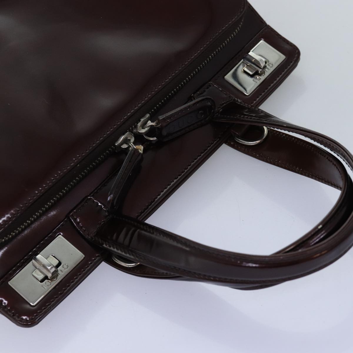 GUCCI Hand Bag Enamel 2way Brown 000 2113 0315 ep4253