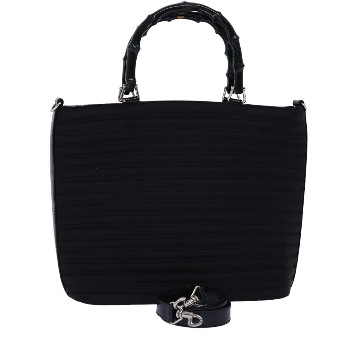 GUCCI Bamboo Hand Bag Nylon 2way Black 000 1998 0588 ep4254