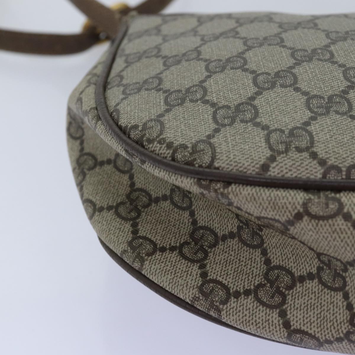 GUCCI GG Supreme Web Sherry Line Shoulder Bag PVC Leather Beige ep4259