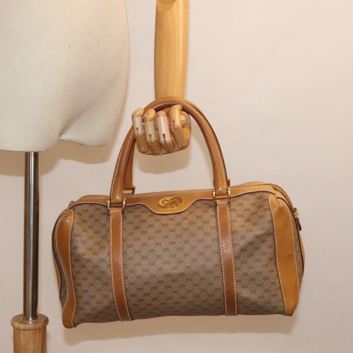 GUCCI Micro GG Supreme Boston Bag PVC Beige 002 25 2112 ep4263