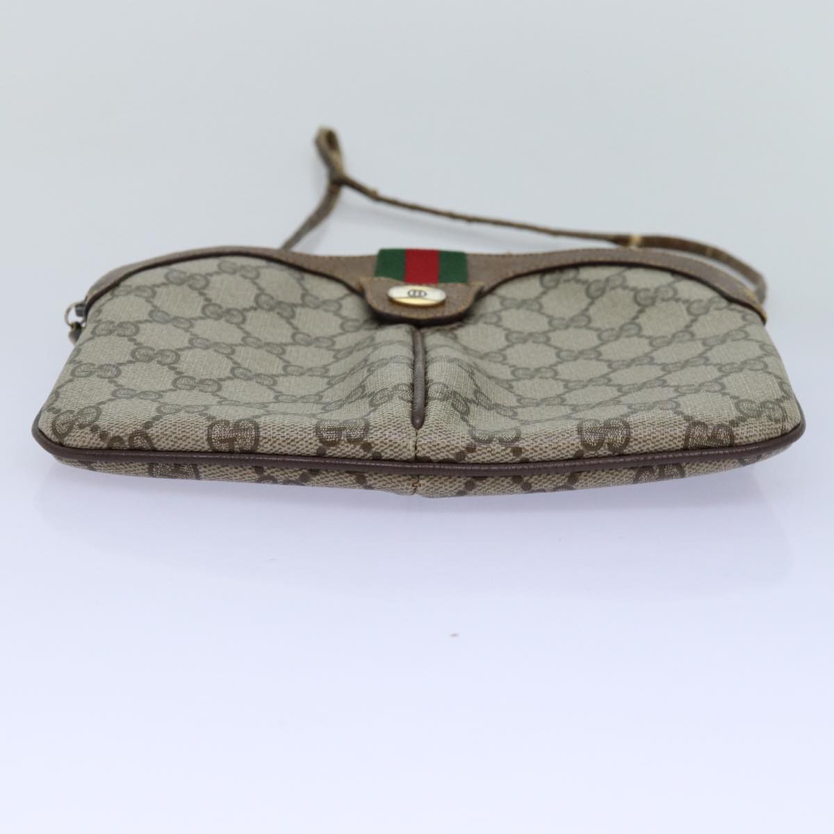 GUCCI GG Supreme Web Sherry Line Shoulder Bag PVC Leather Beige ep4265