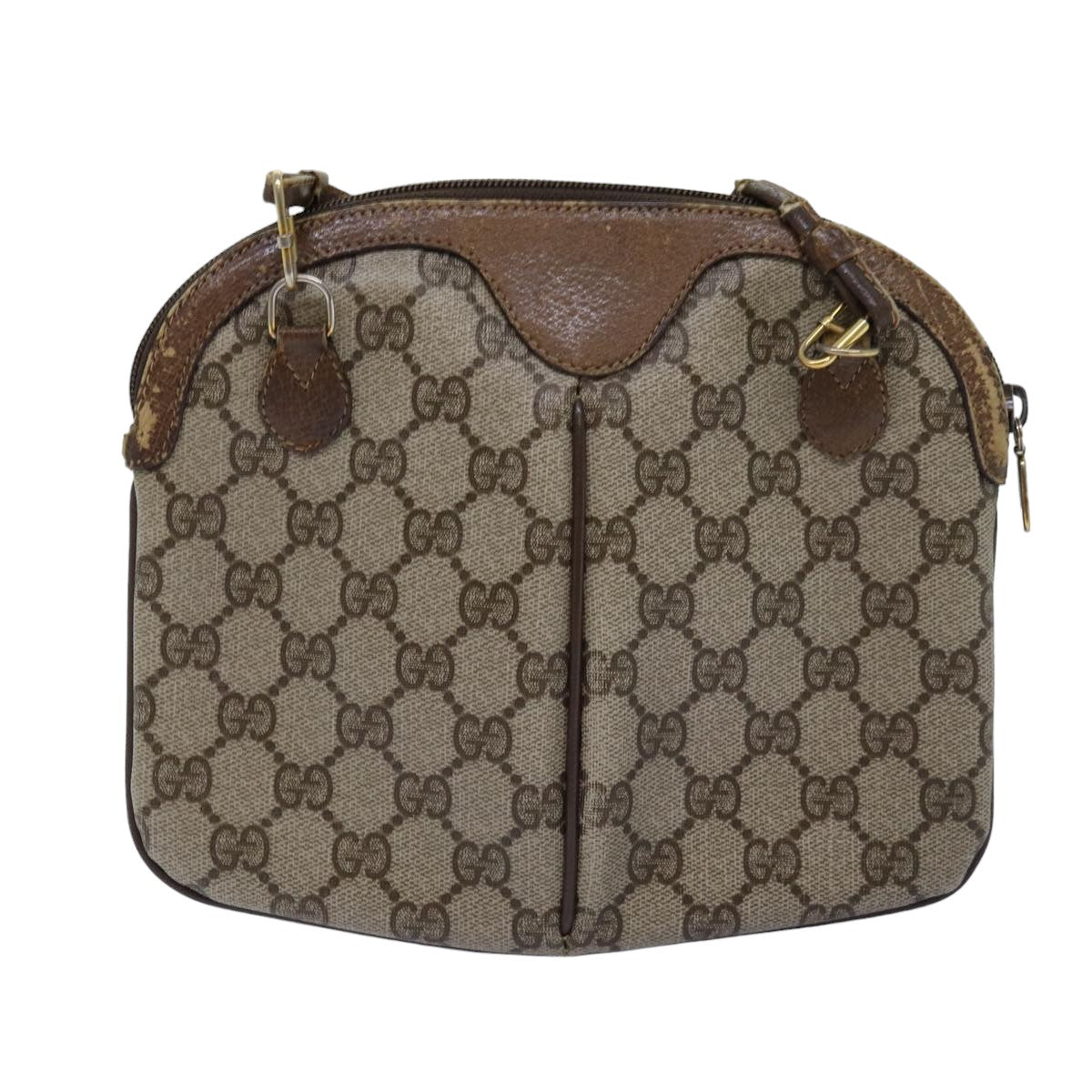 GUCCI GG Supreme Web Sherry Line Shoulder Bag PVC Leather Beige ep4265