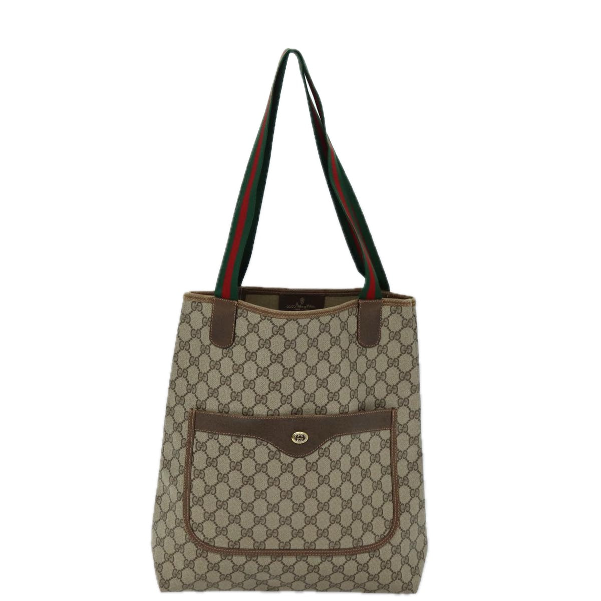 GUCCI GG Supreme Web Sherry Line Tote Bag PVC Red Beige 89 02 003 ep4284