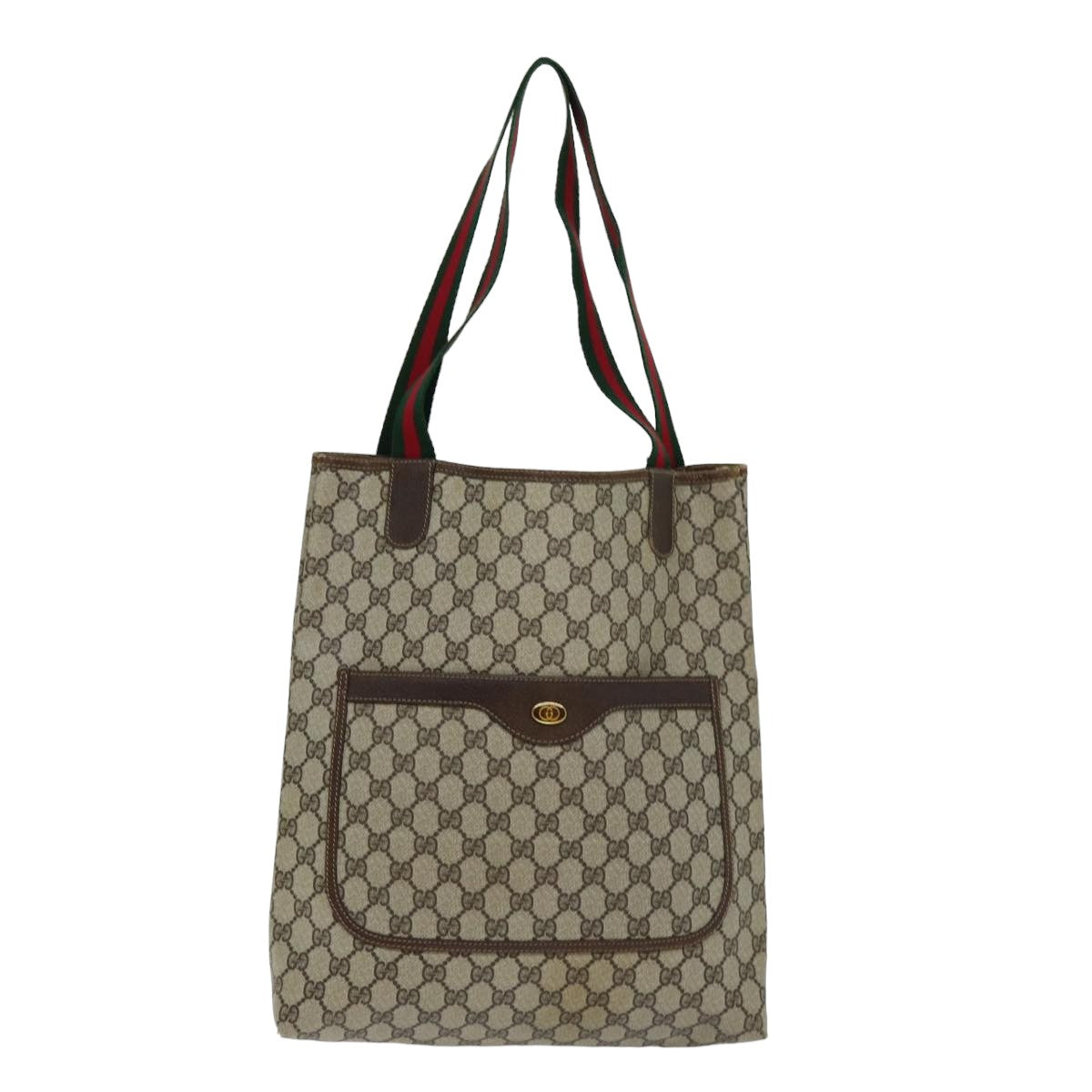 GUCCI GG Supreme Web Sherry Line Tote Bag PVC Beige Red 002 4487 39 ep4289