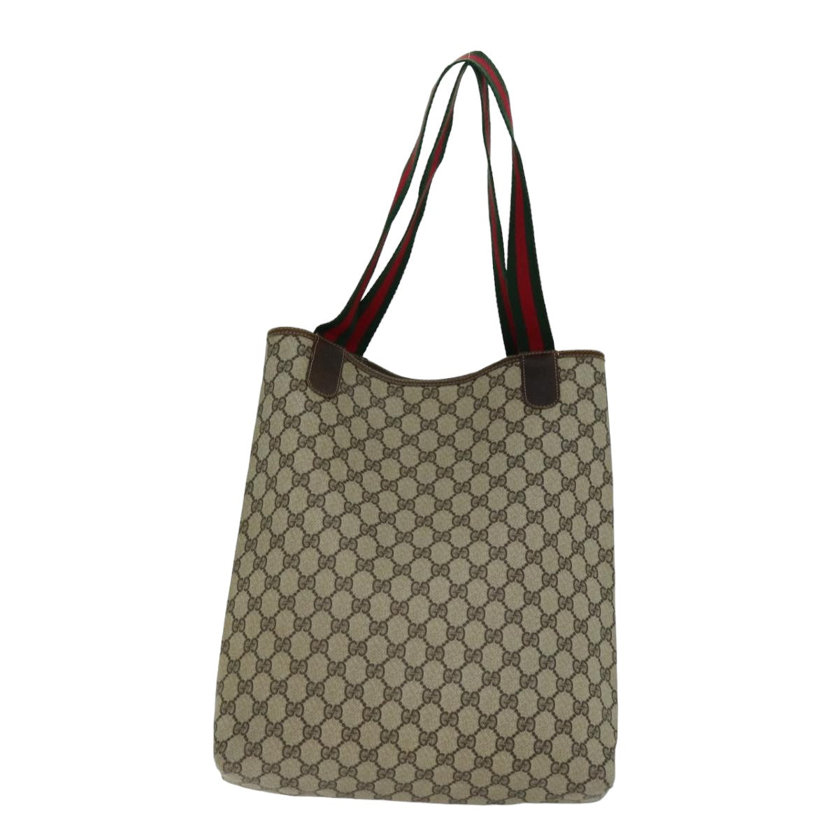 GUCCI GG Supreme Web Sherry Line Tote Bag PVC Beige Red 002 4487 39 ep4289
