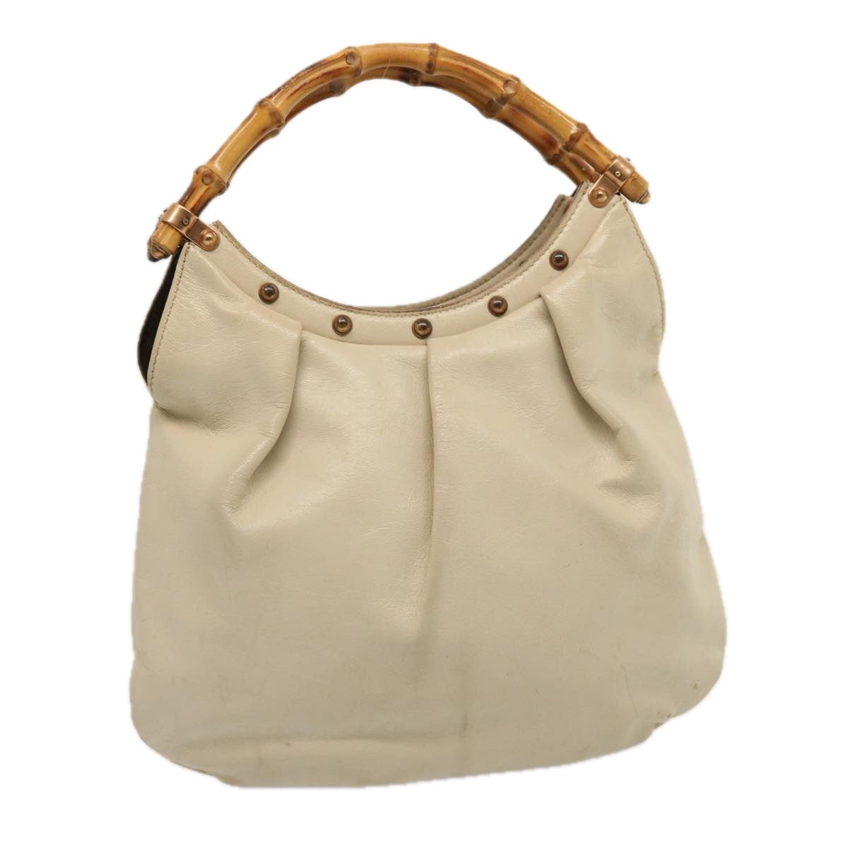 GUCCI Bamboo Hand Bag Leather White 124297 ep4314