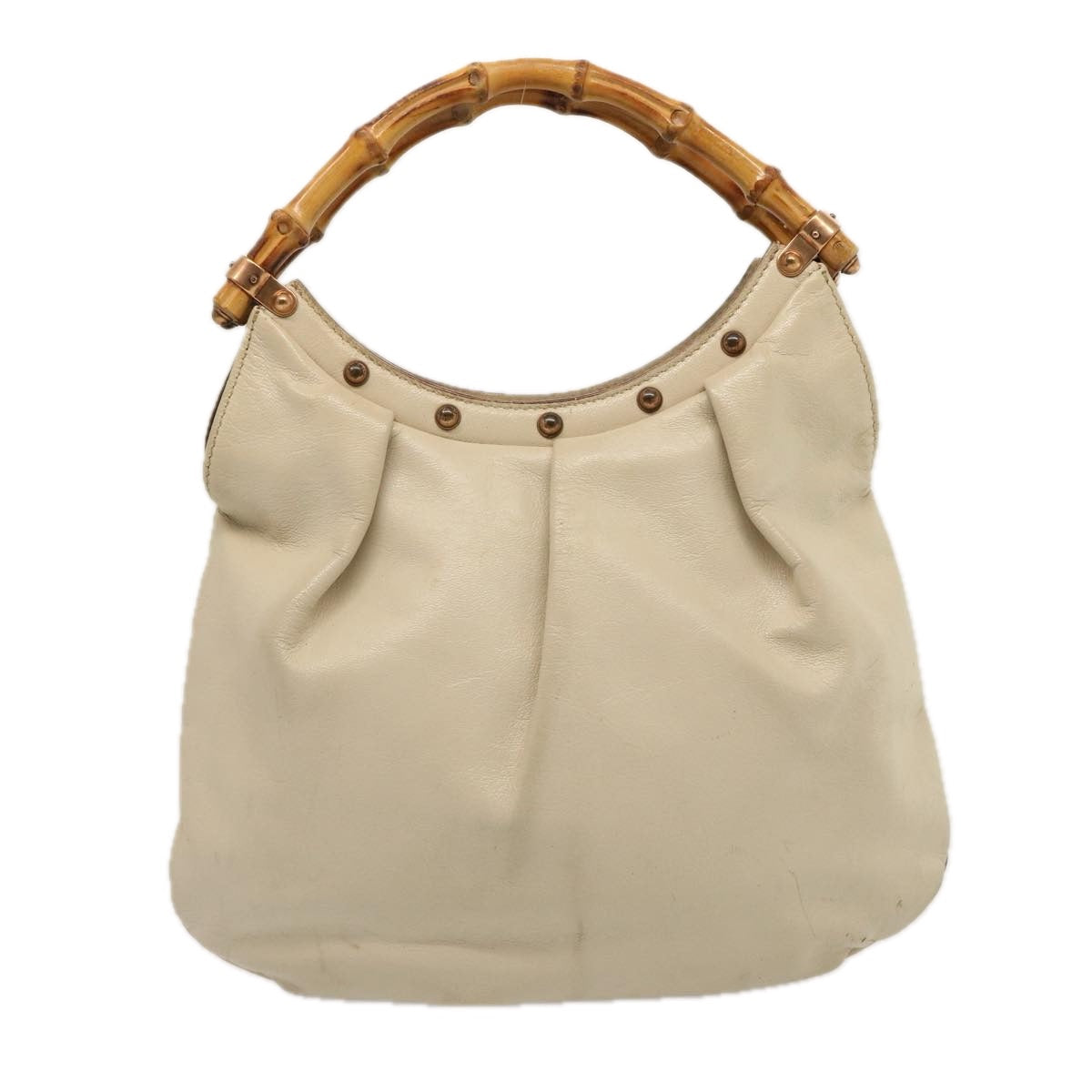 GUCCI Bamboo Hand Bag Leather White 124297 ep4314