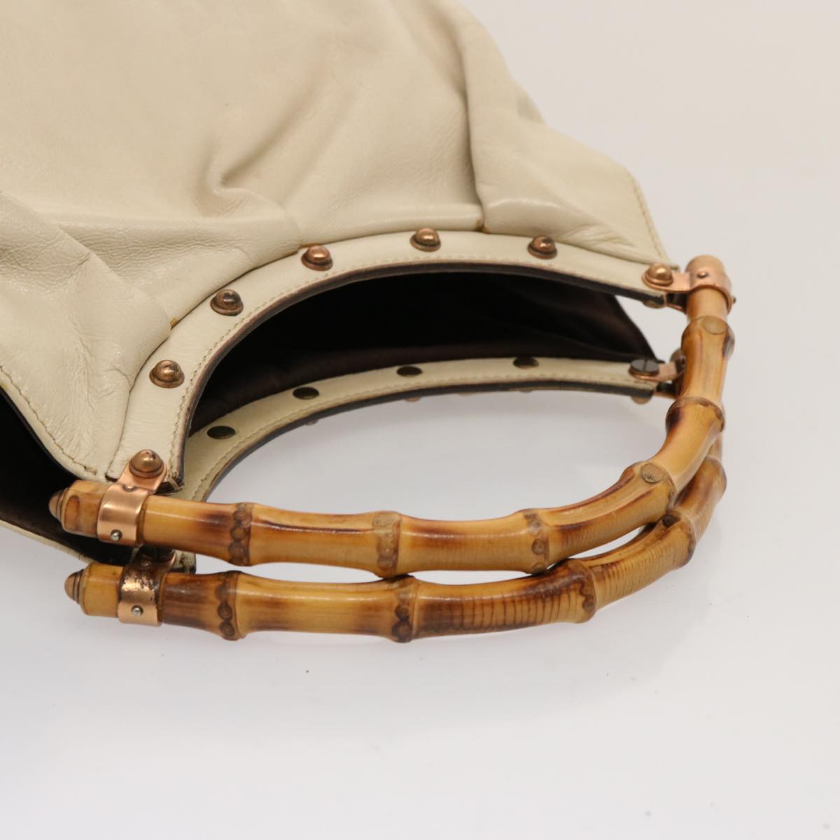 GUCCI Bamboo Hand Bag Leather White 124297 ep4314