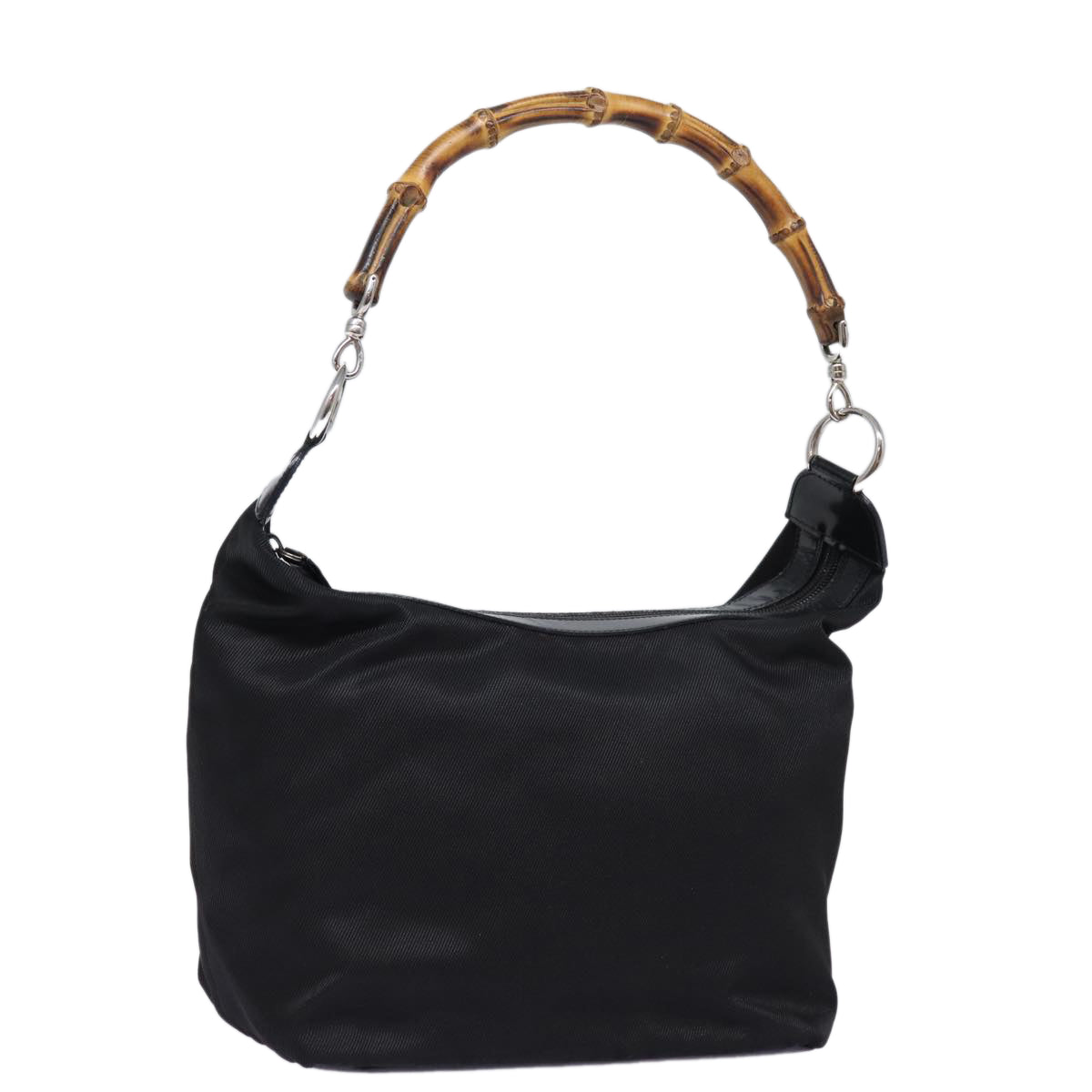 GUCCI Bamboo Shoulder Bag Nylon Black ep4342