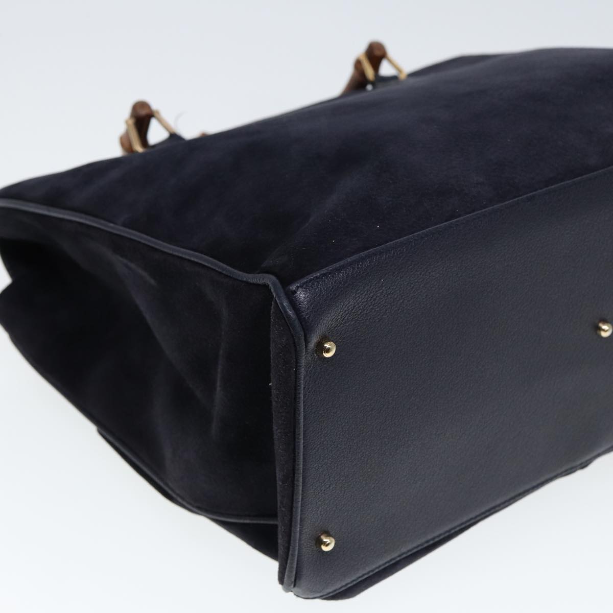 GUCCI Bamboo Hand Bag Suede 2way Navy 002 2855 0322 0 ep4351