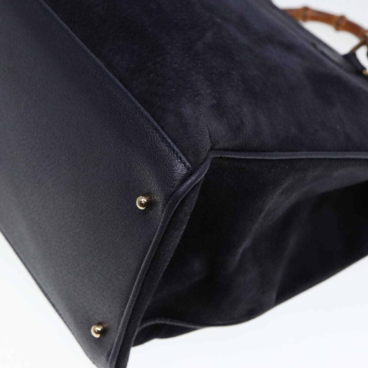 GUCCI Bamboo Hand Bag Suede 2way Navy 002 2855 0322 0 ep4351
