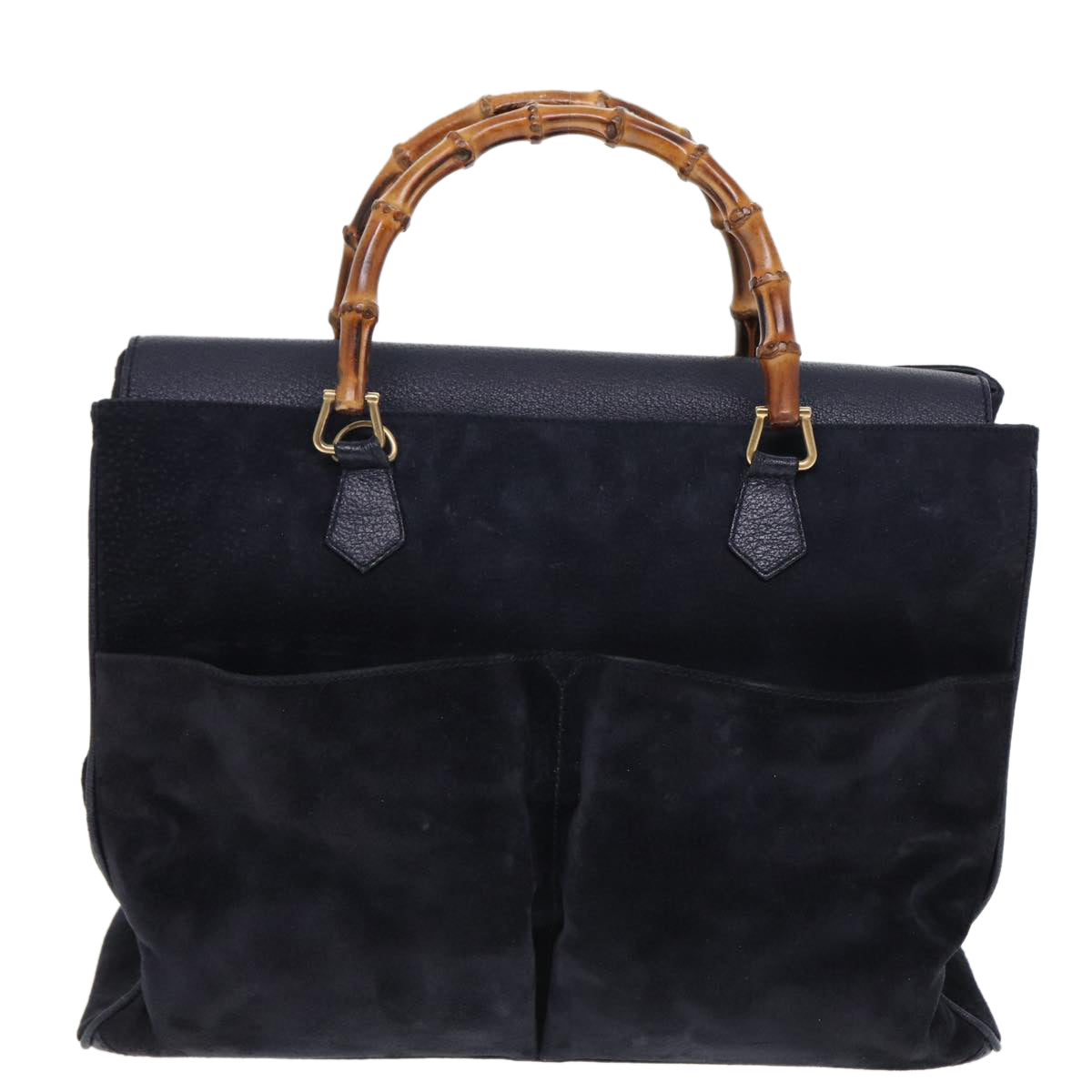 GUCCI Bamboo Hand Bag Suede 2way Navy 002 2855 0322 0 ep4351