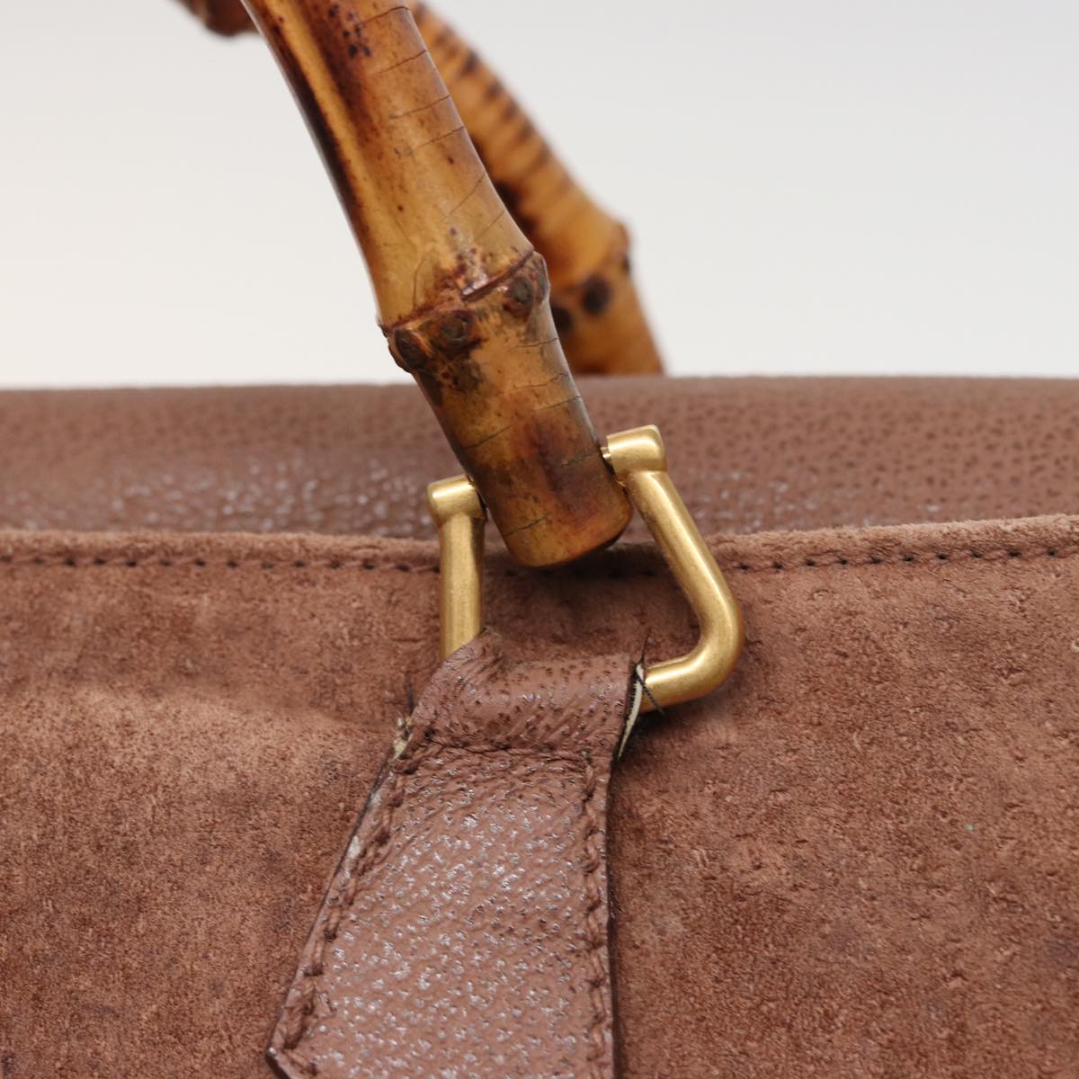 GUCCI Bamboo Hand Bag Suede Leather 2way Brown 002 2855 0322 0 ep4371