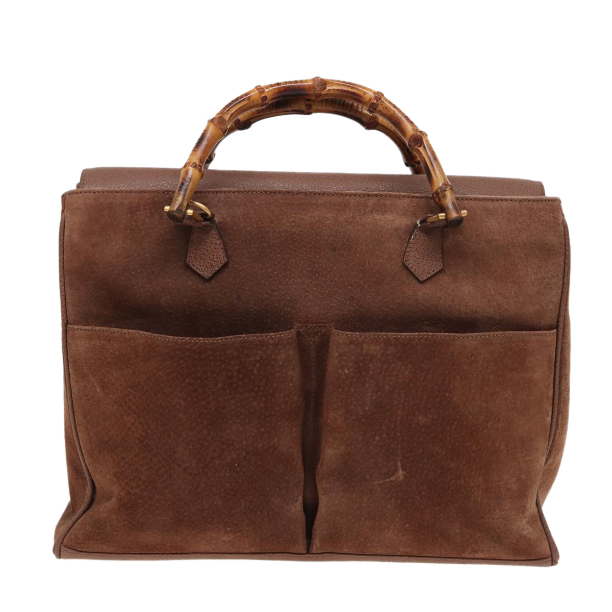 GUCCI Bamboo Hand Bag Suede Leather 2way Brown 002 2855 0322 0 ep4371
