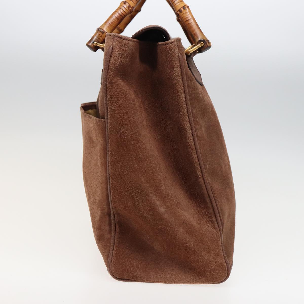 GUCCI Bamboo Hand Bag Suede Leather 2way Brown 002 2855 0322 0 ep4371