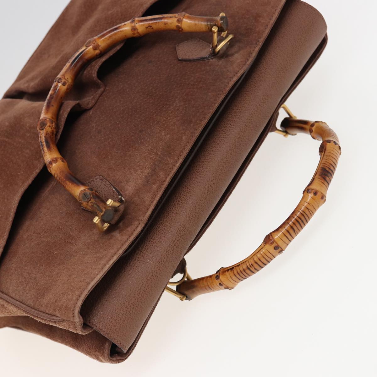 GUCCI Bamboo Hand Bag Suede Leather 2way Brown 002 2855 0322 0 ep4371
