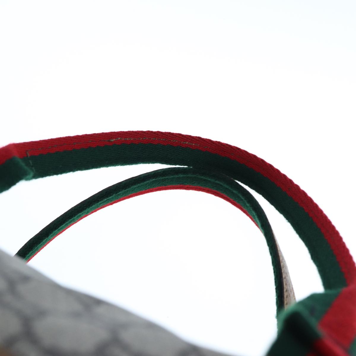 GUCCI GG Plus Supreme Web Sherry Line Tote Bag PVC Beige Red Green ep4377