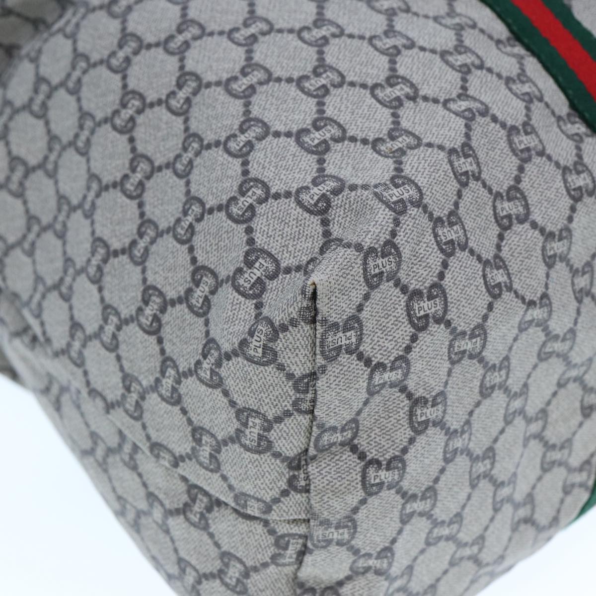 GUCCI GG Plus Supreme Web Sherry Line Tote Bag PVC Beige Red Green ep4377