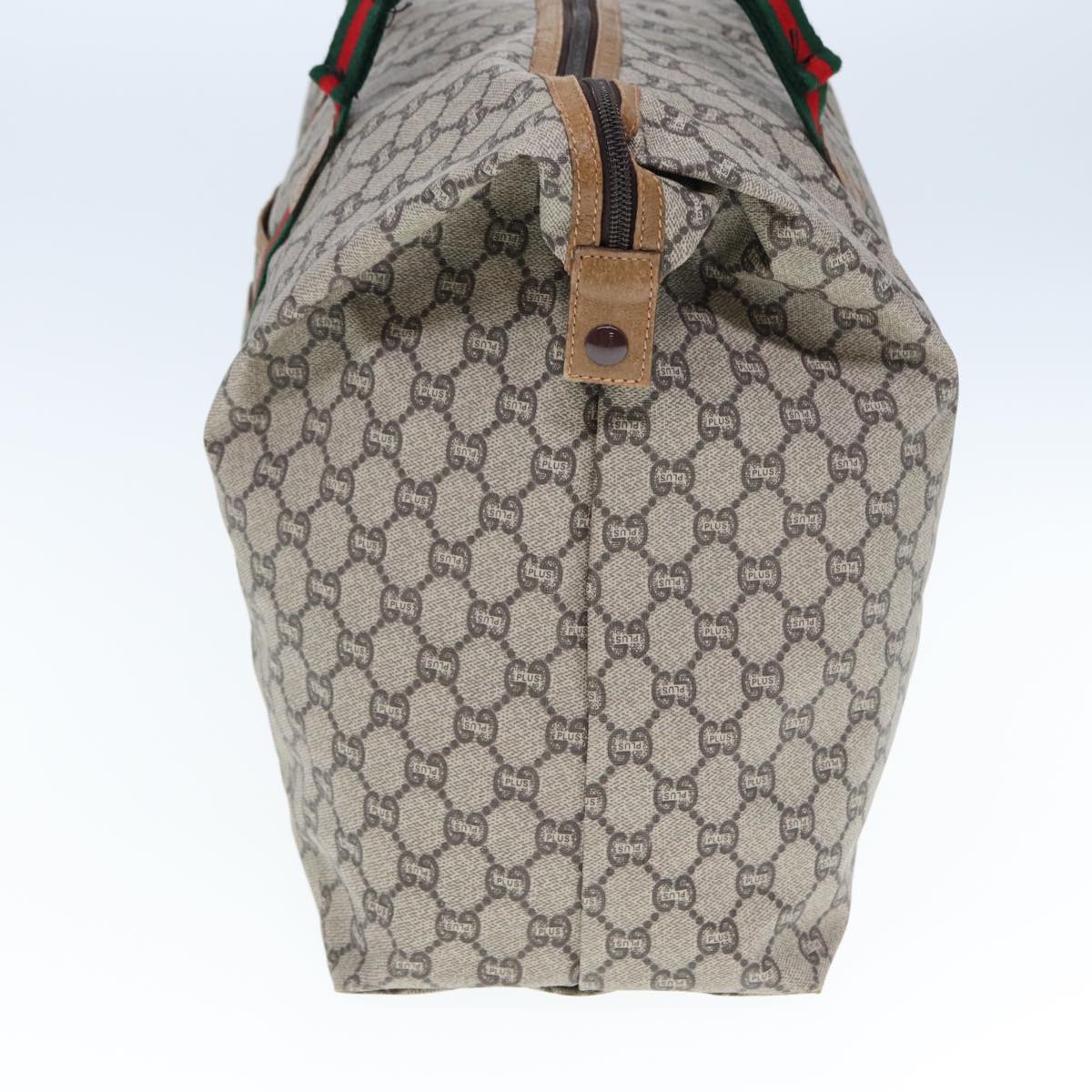 GUCCI GG Plus Supreme Web Sherry Line Tote Bag PVC Beige Red Green ep4377