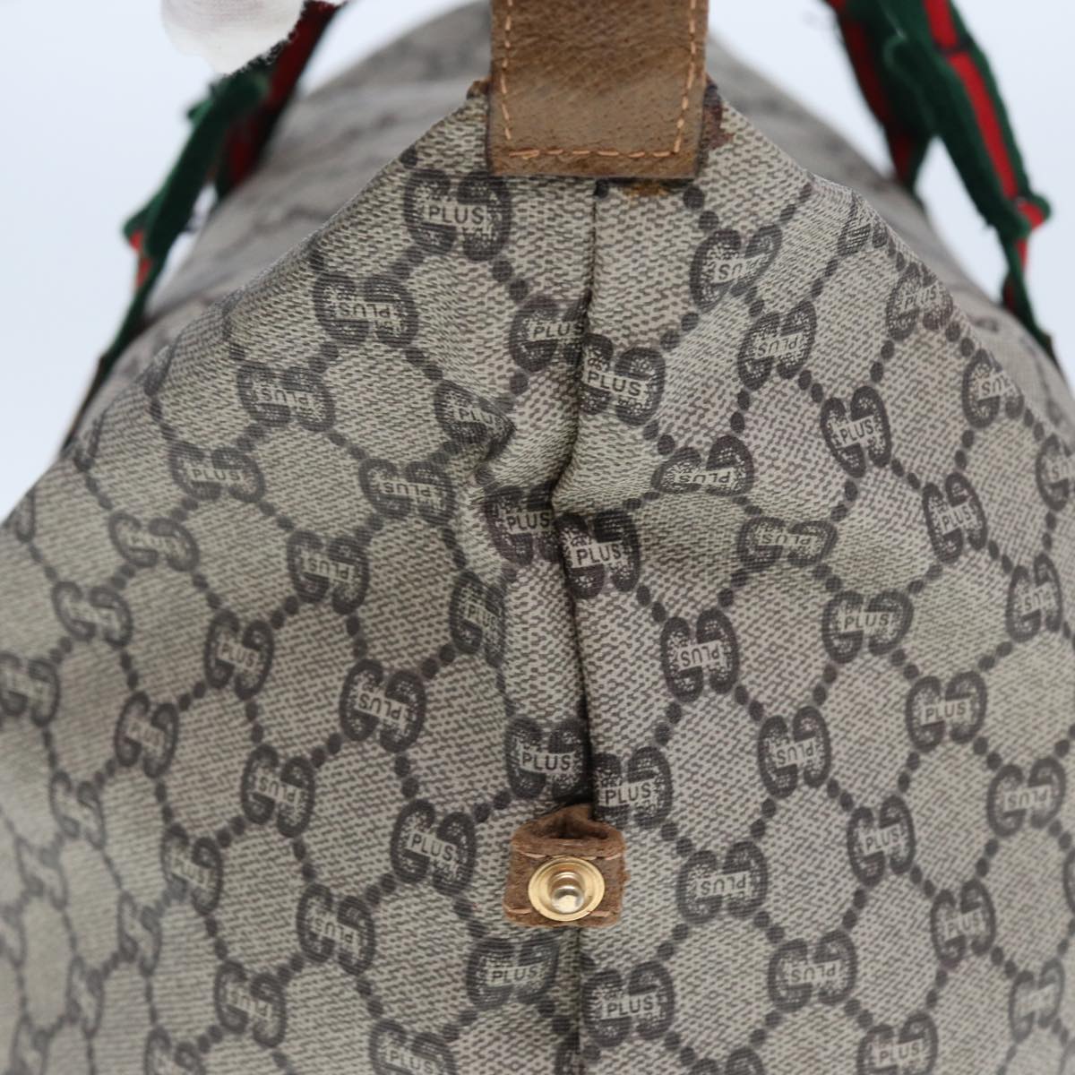 GUCCI GG Plus Supreme Web Sherry Line Tote Bag PVC Beige Red Green ep4377