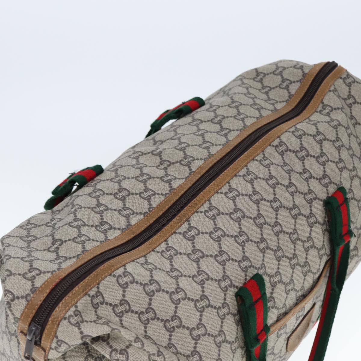 GUCCI GG Plus Supreme Web Sherry Line Tote Bag PVC Beige Red Green ep4377