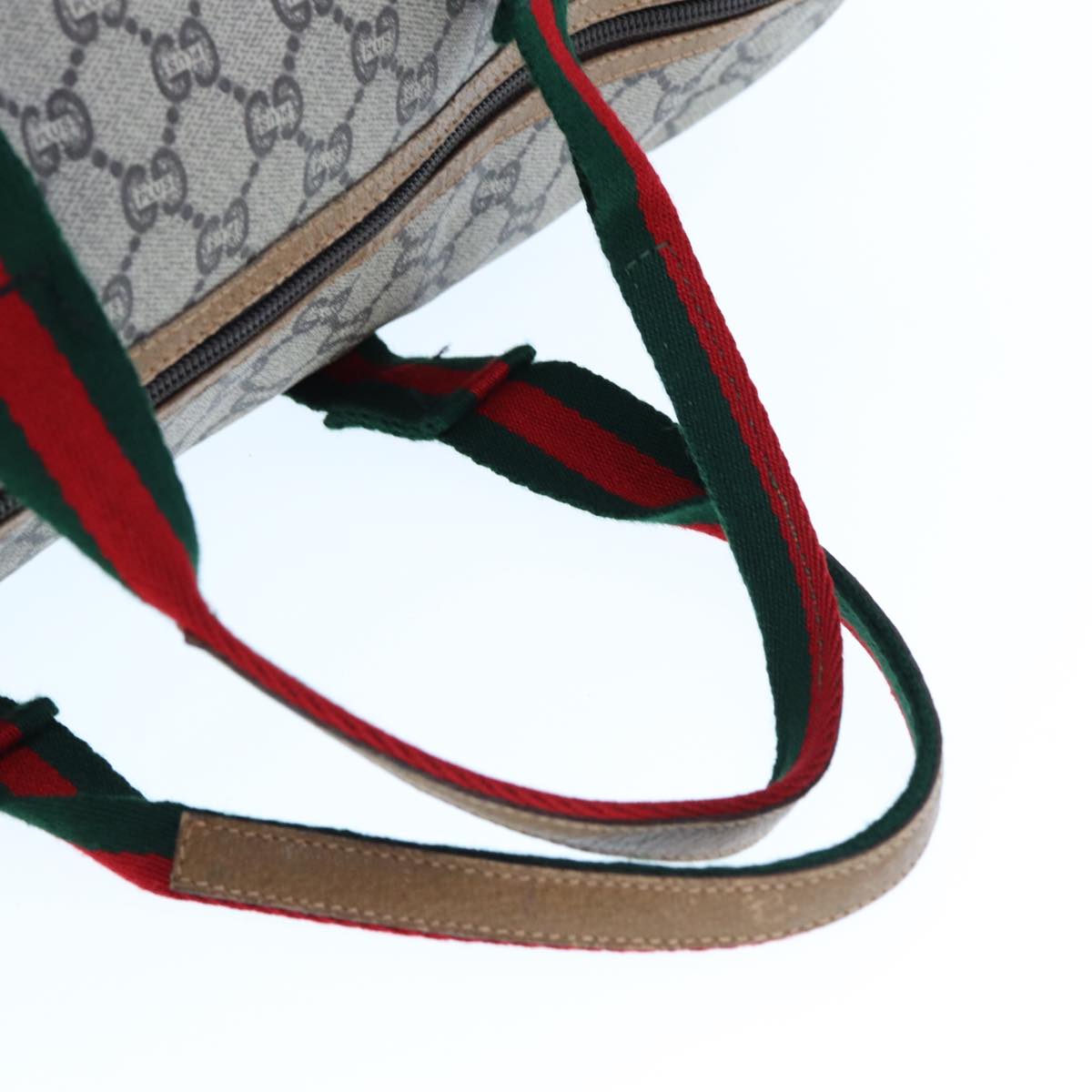 GUCCI GG Plus Supreme Web Sherry Line Tote Bag PVC Beige Red Green ep4377